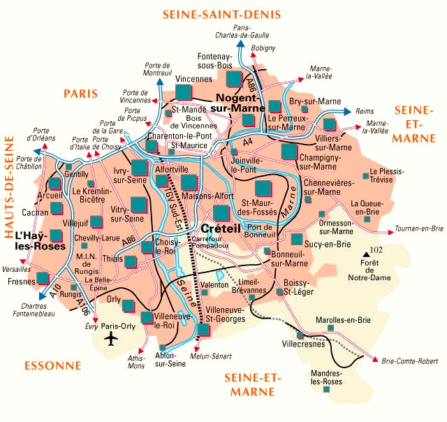 Carte du département Val-de-Marne