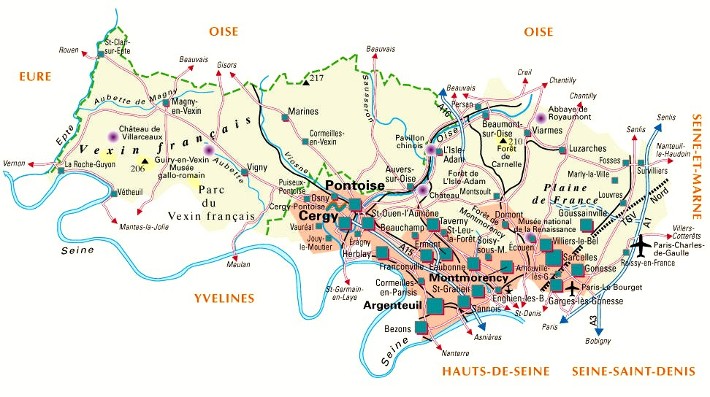 Carte du département Val-d'Oise