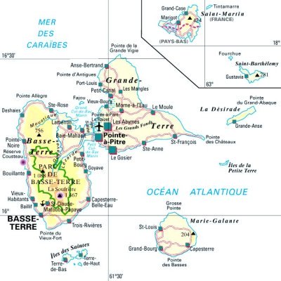 Carte du département Guadeloupe