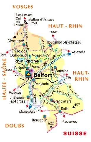 Carte du département Territoire de Belfort