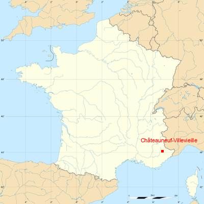 Fond de carte avec Châteauneuf-Villevieille