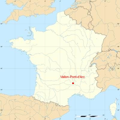 Fond de carte avec Vallon-Pont-d'Arc