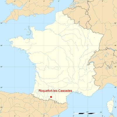 Fond de carte avec Roquefort-les-Cascades