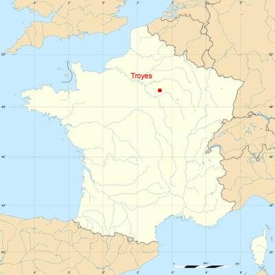 Fond de carte avec Troyes