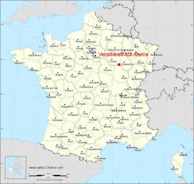 Carte de Verpillières-sur-Ource