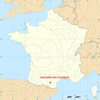 Fond de carte avec Cascastel-des-Corbières