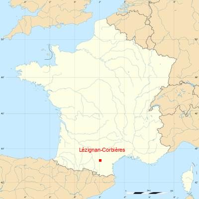 Fond de carte avec Lézignan-Corbières