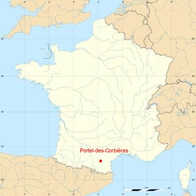 Fond de carte avec Portel-des-Corbières