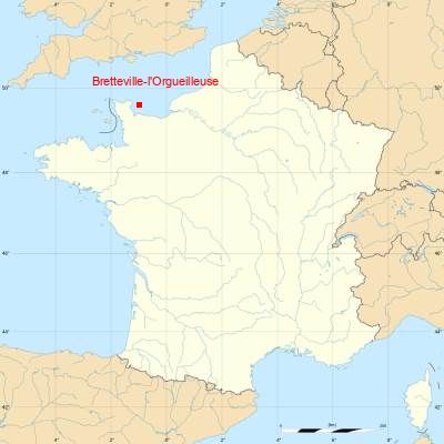 Fond de carte avec Bretteville-l'Orgueilleuse