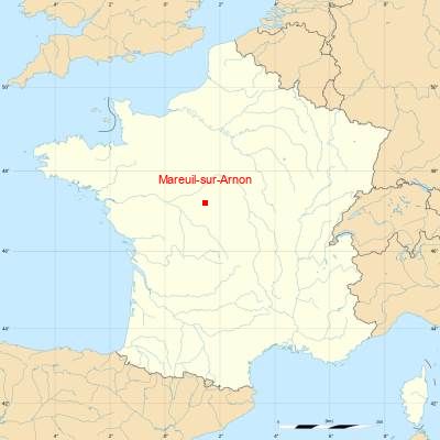 Fond de carte avec Mareuil-sur-Arnon