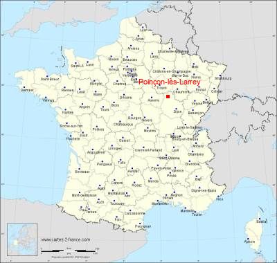 Carte de Poinçon-lès-Larrey