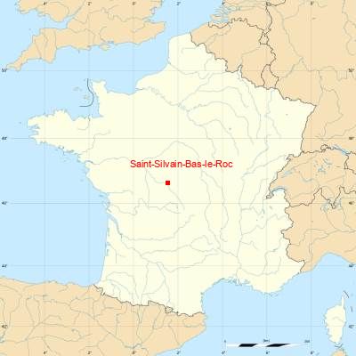 Fond de carte avec Saint-Silvain-Bas-le-Roc