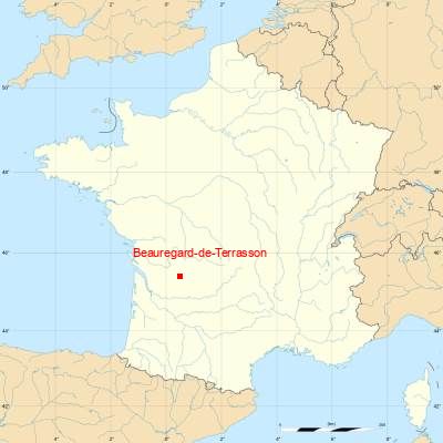 Fond de carte avec Beauregard-de-Terrasson