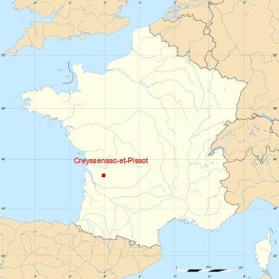 Fond de carte avec Creyssensac-et-Pissot