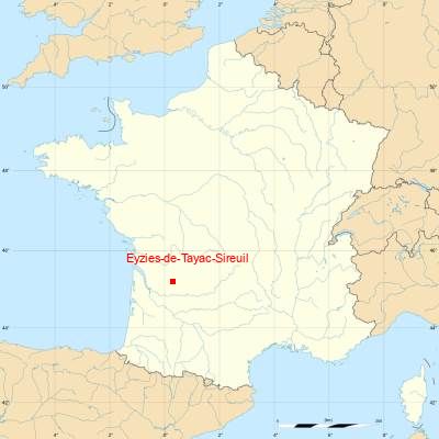Fond de carte avec Eyzies-de-Tayac-Sireuil