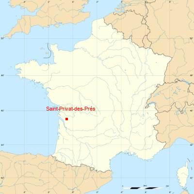 Fond de carte avec Saint-Privat-des-Prés