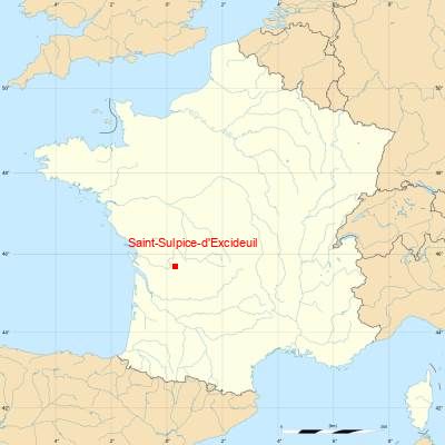 Fond de carte avec Saint-Sulpice-d'Excideuil