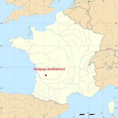 Fond de carte avec Savignac-de-Miremont