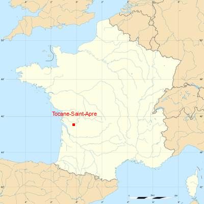 Fond de carte avec Tocane-Saint-Apre