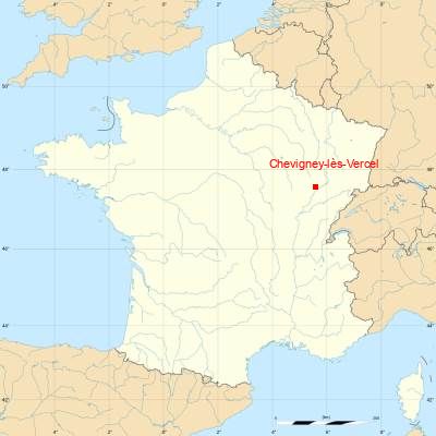 Fond de carte avec Chevigney-lès-Vercel