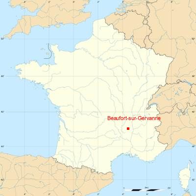 Fond de carte avec Beaufort-sur-Gervanne