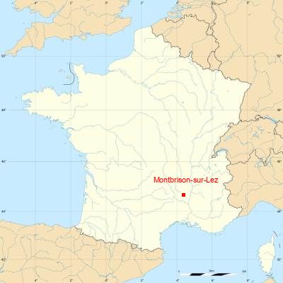 Fond de carte avec Montbrison-sur-Lez