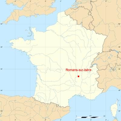 Fond de carte avec Romans-sur-Isère