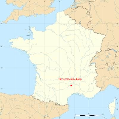 Fond de carte avec Brouzet-lès-Alès