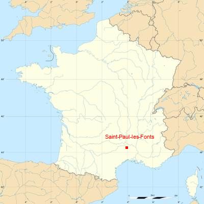 Fond de carte avec Saint-Paul-les-Fonts