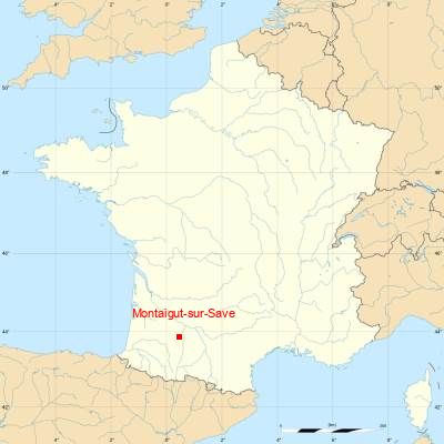 Fond de carte avec Montaigut-sur-Save