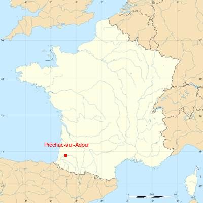 Fond de carte avec Préchac-sur-Adour