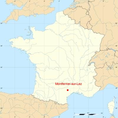 Fond de carte avec Montferrier-sur-Lez