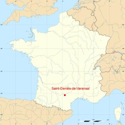 Fond de carte avec Saint-Geniès-de-Varensal