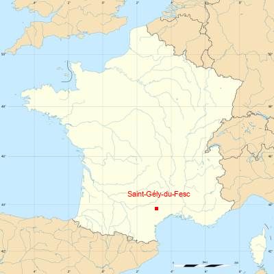 Fond de carte avec Saint-Gély-du-Fesc