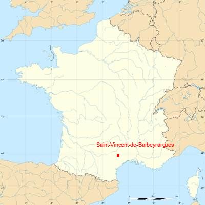 Fond de carte avec Saint-Vincent-de-Barbeyrargues