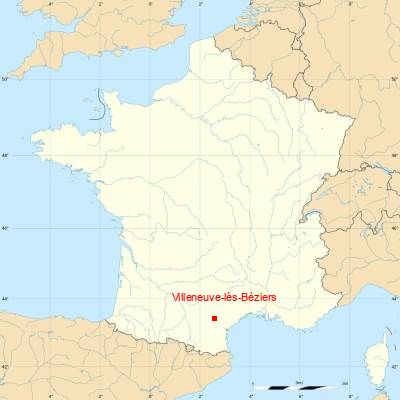 Fond de carte avec Villeneuve-lès-Béziers