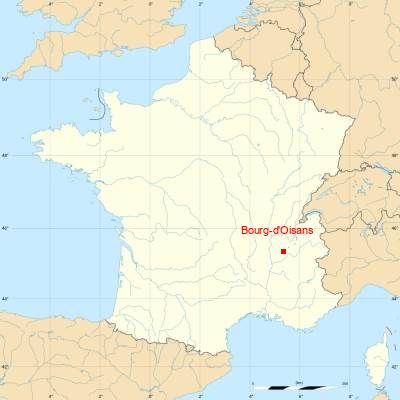 Fond de carte avec Bourg-d'Oisans