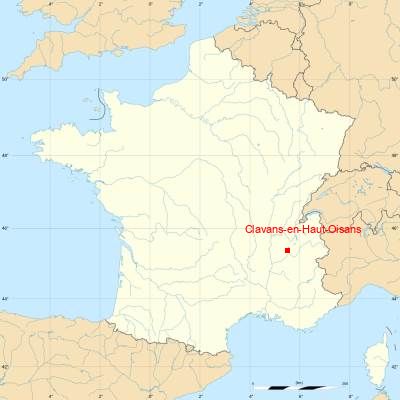 Fond de carte avec Clavans-en-Haut-Oisans