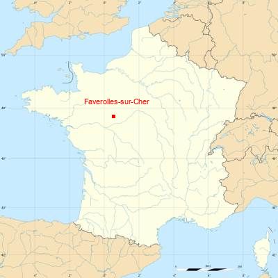 Fond de carte avec Faverolles-sur-Cher