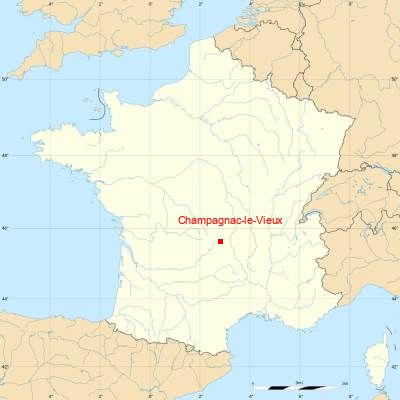 Fond de carte avec Champagnac-le-Vieux