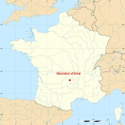 Fond de carte avec Monistrol-d'Allier