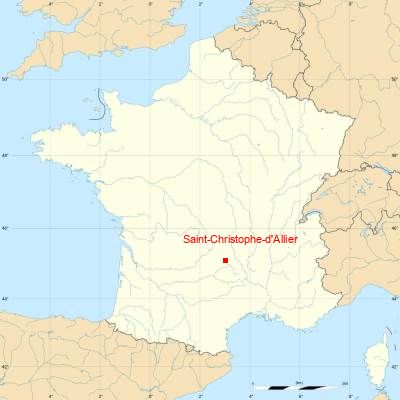 Fond de carte avec Saint-Christophe-d'Allier