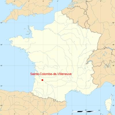 Fond de carte avec Sainte-Colombe-de-Villeneuve