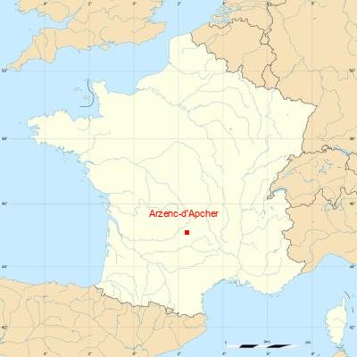 Fond de carte avec Arzenc-d'Apcher