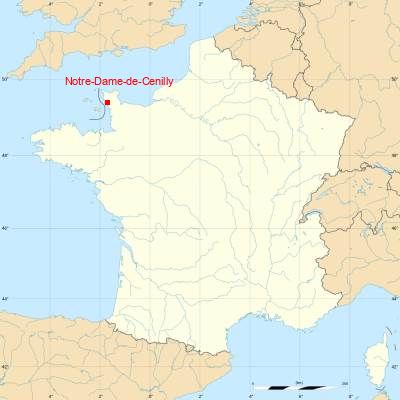 Fond de carte avec Notre-Dame-de-Cenilly