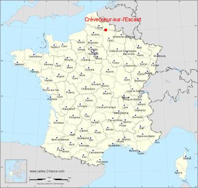 Carte de Crèvecoeur-sur-l'Escaut