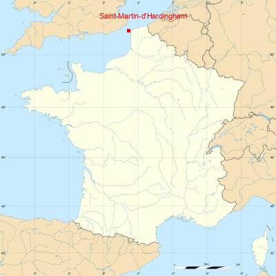 Fond de carte avec Saint-Martin-d'Hardinghem