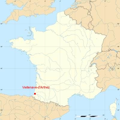 Fond de carte avec Viellenave-d'Arthez
