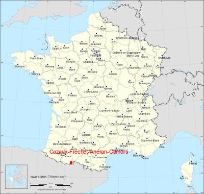 Carte de Cazaux-Fréchet-Anéran-Camors