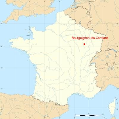 Fond de carte avec Bourguignon-lès-Conflans